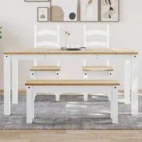 Tavolo da Pranzo Panama Bianco 160x80x75 cm Legno Massello Pino 4005707