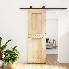 Porta Scorrevole Con Set Hardware 70x210 Cm Legno Massello Pino /