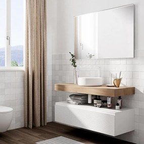 Mobile da bagno sotto lavabo Step bianco opaco L 120.3 x H 30 x P 46 cm 1 cassetto, lavabo non incluso