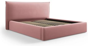 Letto matrimoniale imbottito rosa con contenitore e doghe 180x200 cm Elio - Milo Casa