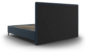 Letto matrimoniale imbottito blu scuro con contenitore a griglia 180x200 cm Casey - Mazzini Beds