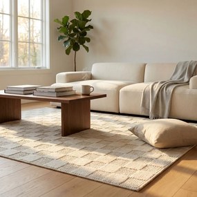 OVIEDO - tappeto in lana avorio con decoro