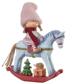 L'ocanera Bambina su cavallo a dondolo  "Aria di Natale"