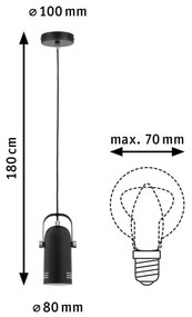 Paulmann 79766 - LED 1xE27/8W Lampada a sospensione su cavo LAVEA 230V nero