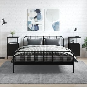 Comodini 2 Pz Neri 41x31x80 Cm İn Legno Multistrato /