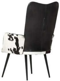 Sedia a Schienale Alto Pelosa in Vera Pelle Nera e Bianca