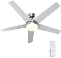 Ventilatore da Soffitto 5 Pale Legno con Lampada Luce LED e Telecomando 132cm