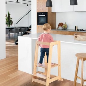 Torre di apprendimento di colore naturale in bambù – Roba