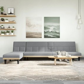 Divano Letto A L Grigio Chiaro 255x140x70 Cm İn Tessuto /