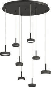 Lampada a sospensione 60 cm NINA in metallo verniciato Nero 8 Luci Led
