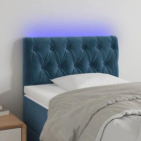 Testiera A Led Blu Scuro 80x7x78/88 Cm İn Velluto /