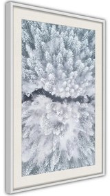 Poster  Winter Forest From a Bird's Eye View  Cornice Quadri Cornice d'oro con passe-partout, Larghezza x Altezza Home decor 30x45