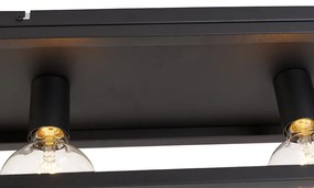 Plafoniera industriale nera 99,5 cm 4 luci - Cage