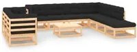 Set Salotto Giardino 11pz Cuscini Antracite Legno Massello Pino 3083878