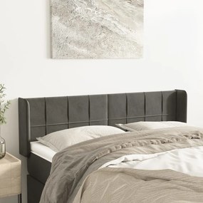 Testiera Ad Orecchio Grigio Scuro 147x16x78/88 Cm İn Velluto /
