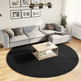 Tappeto Shaggy Pamplona A Pelo Lungo Moderno Nero Ø 240 Cm /