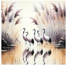 Quadro su tela – Gru nella mattina dorata