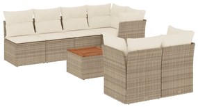 Set divano da giardino 6 pz con cuscini beige in polyrattan