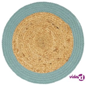 vidaXL Tovagliette 6 pz Naturale e Verde 38 cm in Juta e Cotone