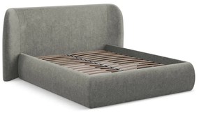 Letto matrimoniale imbottito grigio con contenitore con griglia 180x200 cm Hauke - Makamii