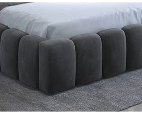 Letto matrimoniale imbottito grigio con contenitore e rete inclusi 140x200 cm Lamica – ELTAP