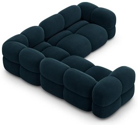 Divano angolare blu scuro con rivestimento in velluto Loretto – Cosmopolitan Design