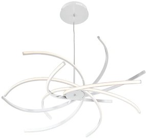 Lampadario LED moderno Elettra bianco, luce naturale 6400 lumen, NOVECENTO