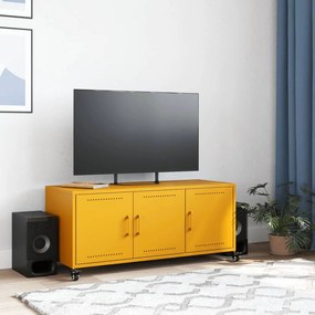 Mobile tv giallo senape 100,5x39x43,5 cm in acciaio