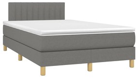 Letto a Molle Materasso e LED Grigio Scuro 120x190cm in Tessuto