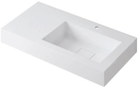 Lavabo a incasso rettangolare vasca a destra L 90.5 x H 15 x P 46 cm in resina bianco lucido