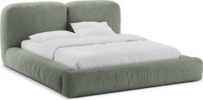 Letto matrimoniale imbottito verde con contenitore con rete inclusa 180x200 cm Martina – Micadoni