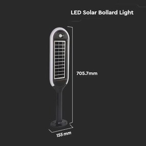 Lampada solare LED con sensore BOLLARD LED/5W/5,5V 70 cm 3000K IP65 2000 mAh