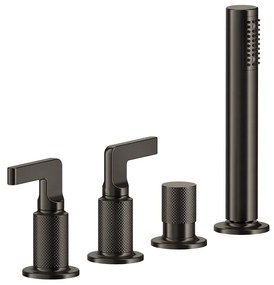 Gruppo bordo vasca 4 fori con deviatore flessibile 150 m e doccetta matte black xl inciso 58043 gessi