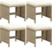 Sgabelli da Giardino 4 pz con Cuscini in Polyrattan Beige 316779