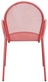 Poltrona Sheffield impilabile in acciaio con braccioli, Rosso