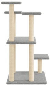 Pali tiragraffi per gatti con piattaforme grigio chiaro 98,5 cm