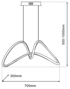 Lampadario LED a sospensione con filo TESORO LED/48W/230V cromo lucido