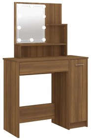 Toeletta con led rovere marrone 86,5x35x136 cm