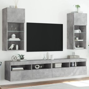 Mobili TV con Luci LED 2pz Grigio Cemento 40,5x30x90 cm