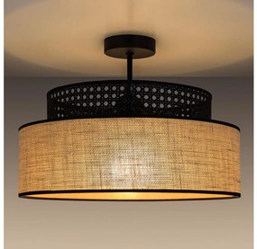 Lampadario a plafone BOHO 1xE27/60W/230V diametro 40 cm nero/rattan