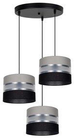 Lampadario a sospensione con filo CORAL 3xE27/60W/230V nero/grigio/cromo diametro 45 cm