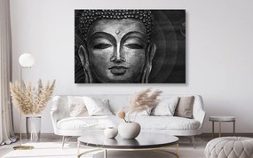 Quadro su tela – Viso del Buddha in bianco e nero