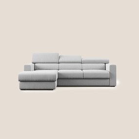 Dylan divano angolare con pouf estraibile poggiapiedi in tessuto simil cotone impermeabile T13