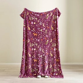 Coperta viola in micropile 130x170 cm Enchanted Twilight Animals – Catherine Lansfield