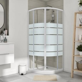 Box doccia con ingresso angolare scorrevole Essential quadrante L 80 x L 80 x H 185 cm in vetro, sp. 4 mm smerigliato bianco