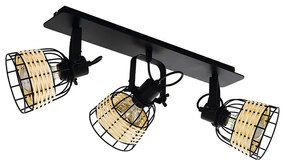 Plafoniera Industrial Anwick 3 Luci Metallo Nero