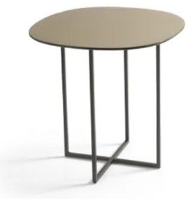 Tavolino in metallo con piano in vetro Bronzo e base nera GINNI 50