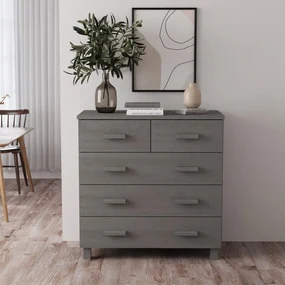 Credenza Hamar Grigio Chiaro 79x40x80 Cm Legno Massello Di Pino /