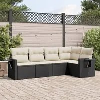 Set Divani da Giardino 5 pz con Cuscini in Polyrattan Nero 3252463