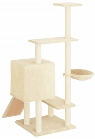 Albero per gatti con tiragraffi in sisal crema 130,5 cm